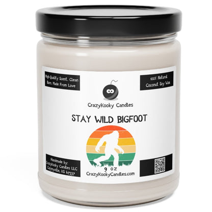 STAY WILD BIGFOOT - Funny Candle, Scented Coconut Soy Candle, 9oz - CrazyKooky Candles LLC