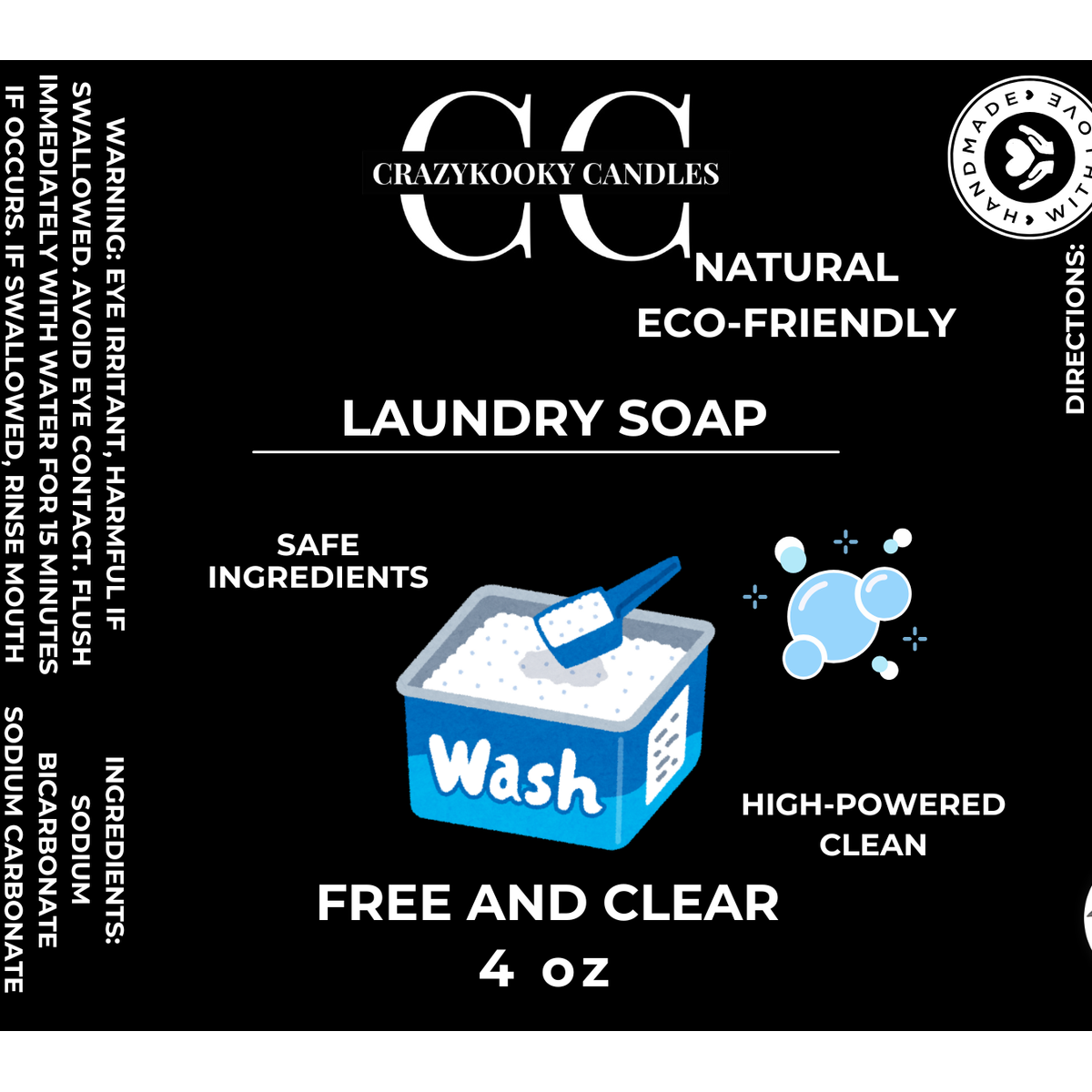 LAUNDRY SOAP - Handmade Laundry Soap, 4oz, 8oz - CrazyKooky Candles LLC