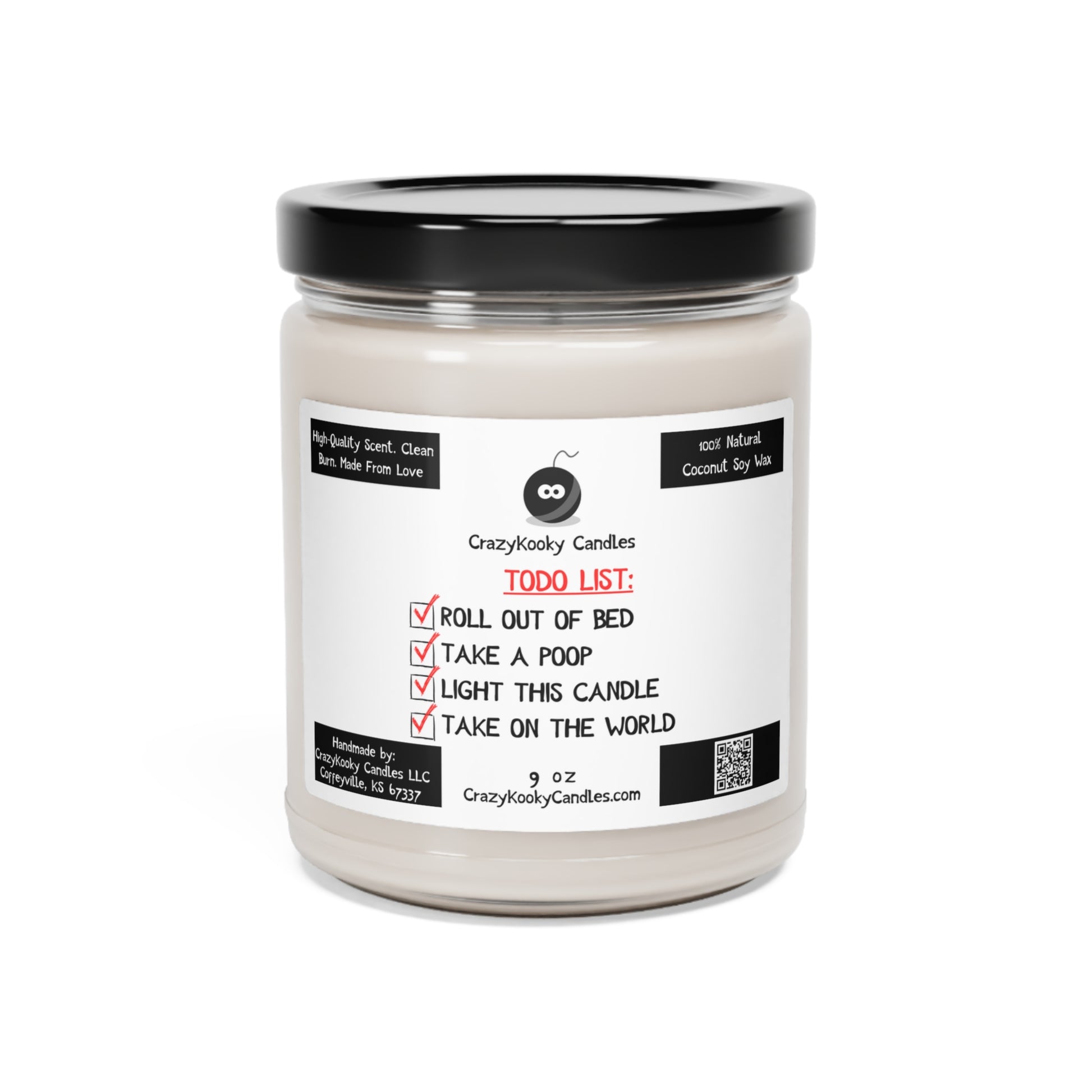 TODO LIST - Funny Candle, Scented Coconut Soy Candle, 9oz - CrazyKooky Candles LLC