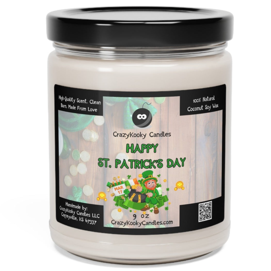 HAPPY ST. PATRICK'S DAY - Funny Candle, Scented Coconut Soy Candle, 9oz - CrazyKooky Candles LLC