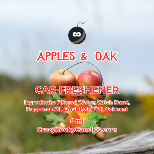 APPLES & OAK - Car Freshener, 8ml - CrazyKooky Candles LLC