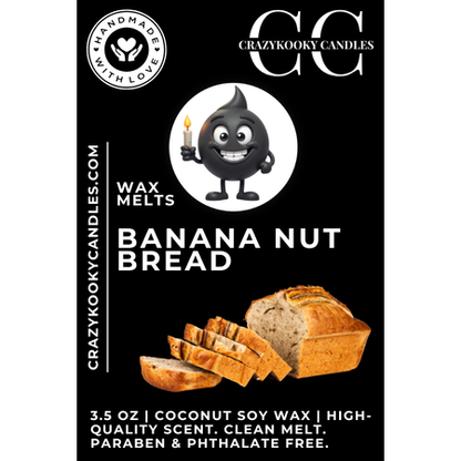 BANANA NUT BREAD - Wax Melts, Scented Coconut Soy, 3.5oz - CrazyKooky Candles LLC