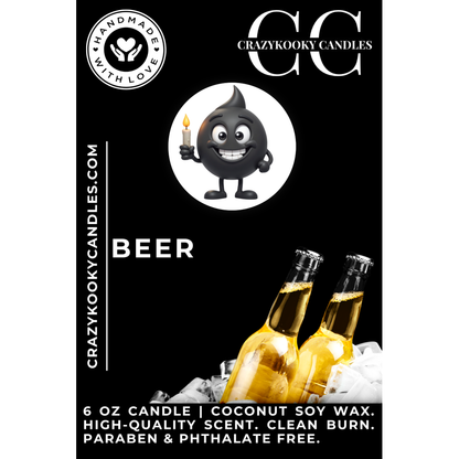 BEER - Funny Candle, Scented Coconut Soy Candle, 6oz - CrazyKooky Candles LLC