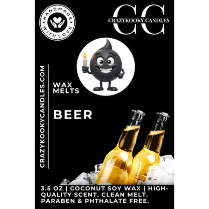 BEER - Wax Melts, Scented Coconut Soy, 3.5oz - CrazyKooky Candles LLC