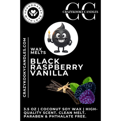 BLACK RASPBERRY VANILLA - Wax Melts, Scented Coconut Soy, 3.5oz - CrazyKooky Candles LLC