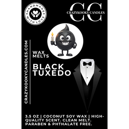 BLACK TUXEDO - Wax Melts, Scented Coconut Soy, 3.5oz - CrazyKooky Candles LLC