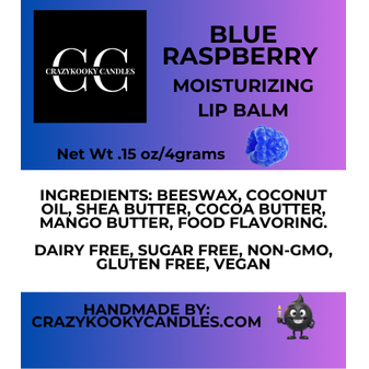 BLUE RASPBERRY, Lip Balm, 0.15oz - CrazyKooky Candles LLC