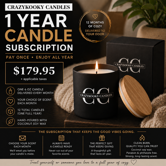 1 YEAR CANDLE SUBSCRIPTION - CrazyKooky Candles LLC