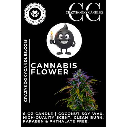 CANNABIS FLOWER - Funny Candle, Scented Coconut Soy Candle, 6oz - CrazyKooky Candles LLC