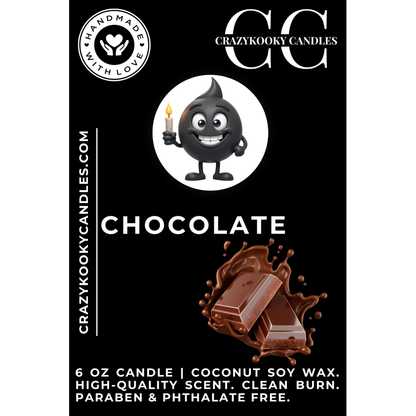 CHOCOLATE - Funny Candle, Scented Coconut Soy Candle, 6oz - CrazyKooky Candles LLC