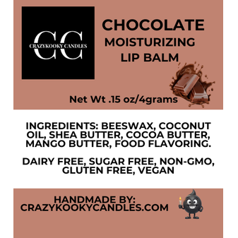 CHOCOLATE, Lip Balm, 0.15oz - CrazyKooky Candles LLC