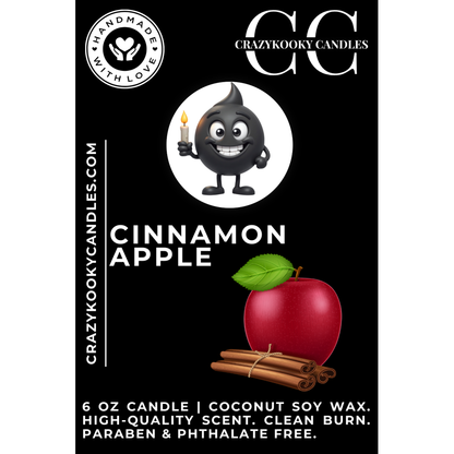 CINNAMON APPLE - Funny Candle, Scented Coconut Soy Candle, 6oz - CrazyKooky Candles LLC