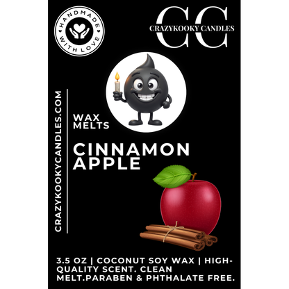 CINNAMON APPLE - Wax Melts, Scented Coconut Soy, 3.5oz - CrazyKooky Candles LLC