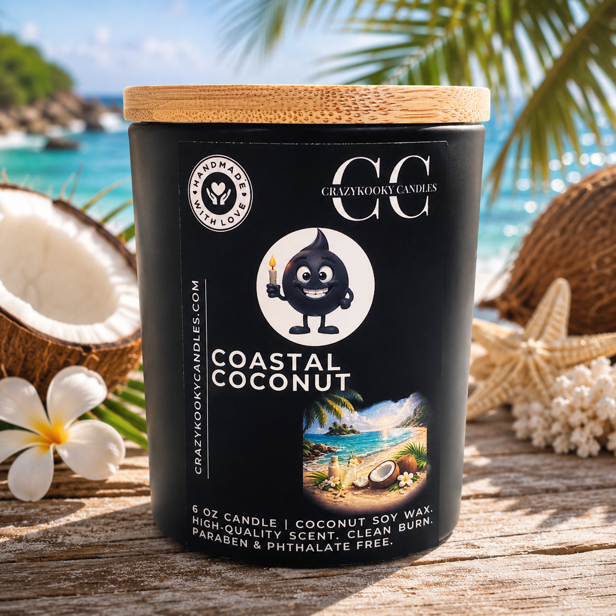 COASTAL COCONUT - Funny Scented Coconut Soy Candle, 6oz