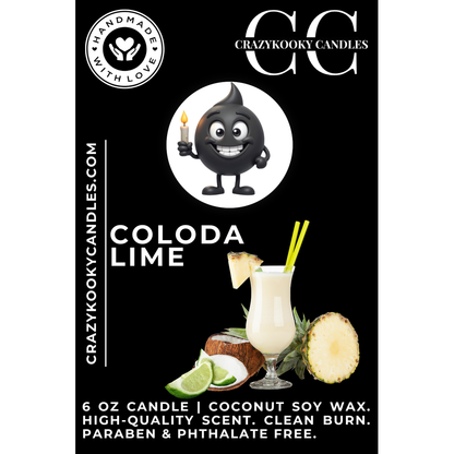 COLODA LIME - Funny Candle, Scented Coconut Soy Candle, 6oz - CrazyKooky Candles LLC