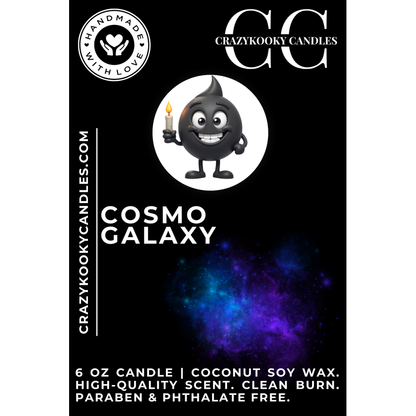 COSMO GALAXY - Funny Candle, Scented Coconut Soy Candle, 6oz - CrazyKooky Candles LLC