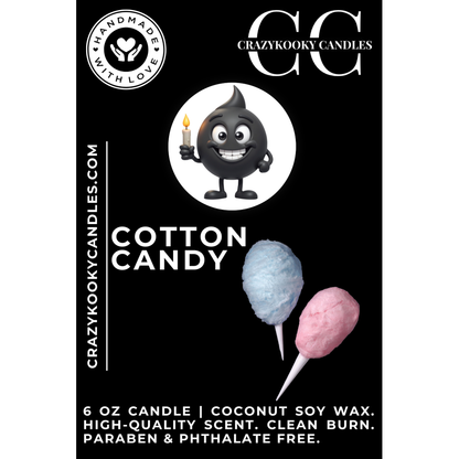 COTTON CANDY - Funny Candle, Scented Coconut Soy Candle, 6oz - CrazyKooky Candles LLC