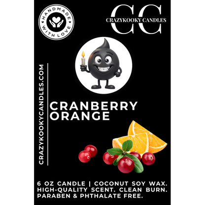 CRANBERRY ORANGE - Funny Candle, Scented Coconut Soy Candle, 6oz - CrazyKooky Candles LLC