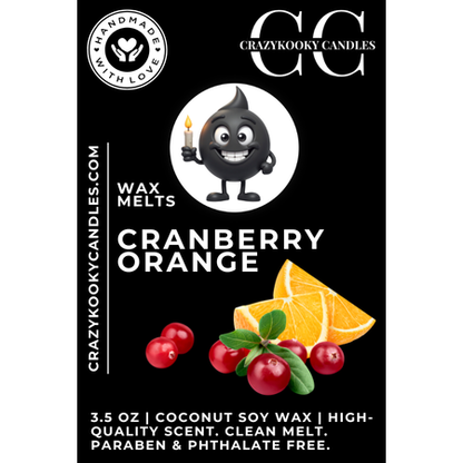 CRANBERRY ORANGE - Wax Melts, Scented Coconut Soy, 3.5oz - CrazyKooky Candles LLC