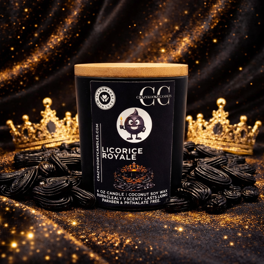 LICORICE ROYALE - Funny Scented Coconut Soy Candle, 6oz - CrazyKooky Candles LLC