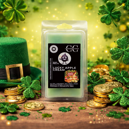 LUCKY APPLE CREAM - Wax Melts, Scented Coconut Soy, 3.5oz - CrazyKooky Candles LLC