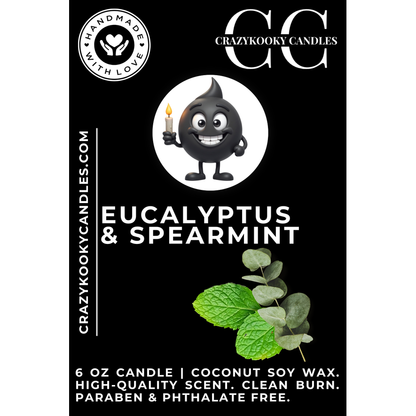 EUCALYPTUS & SPEARMINT - Funny Candle, Scented Coconut Soy Candle, 6oz - CrazyKooky Candles LLC