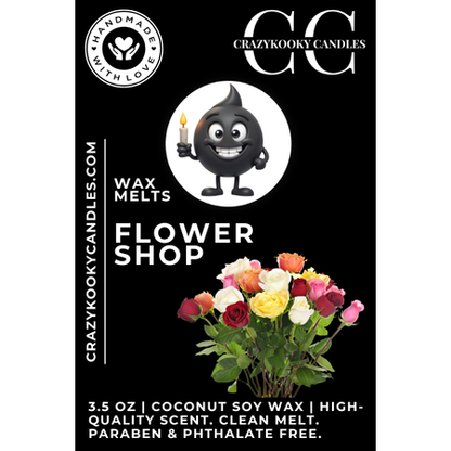 FLOWER SHOP - Wax Melts, Scented Coconut Soy, 3.5oz - CrazyKooky Candles LLC