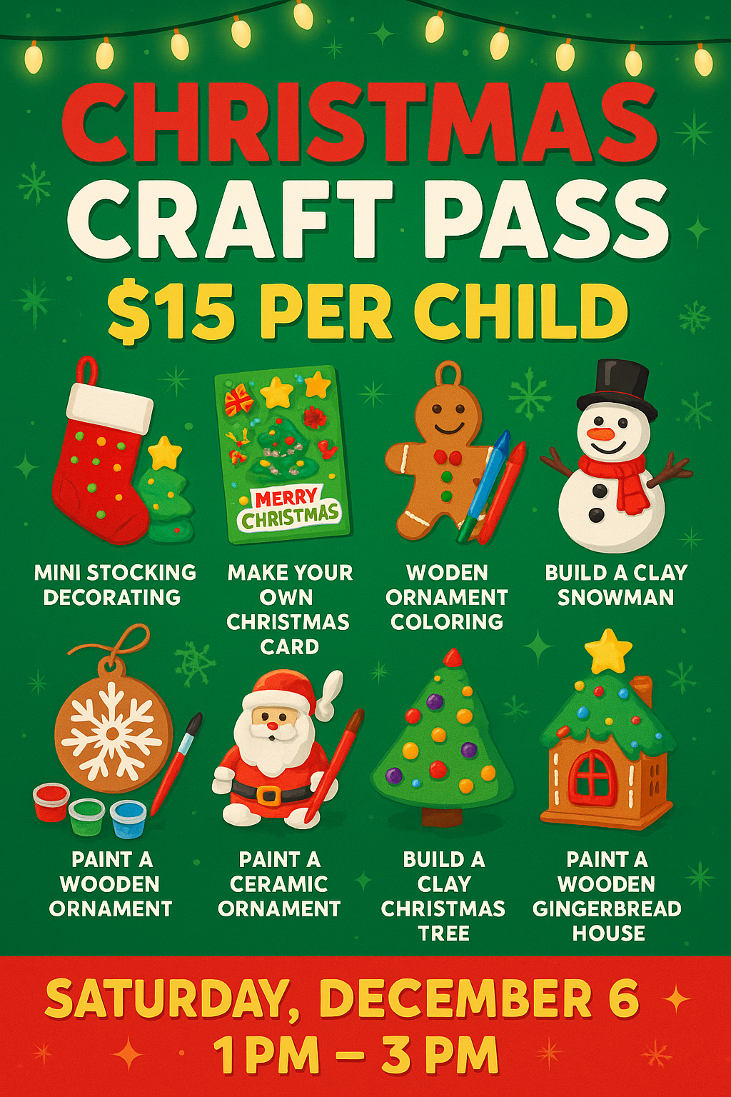 Kids Christmas Craft Pass – December 6th (1PM–3PM)