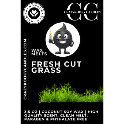 FRESH CUT GRASS - Wax Melts, Scented Coconut Soy, 3.5oz - CrazyKooky Candles LLC