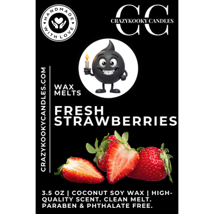 FRESH STRAWBERRIES - Wax Melts, Scented Coconut Soy, 3.5oz - CrazyKooky Candles LLC