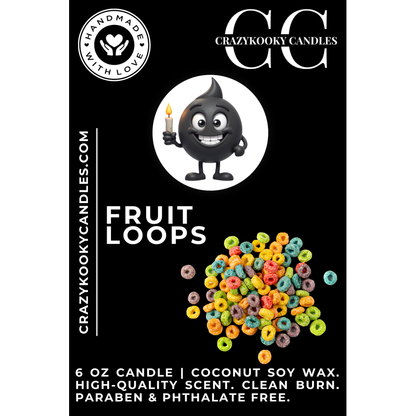 FRUIT LOOPS - Funny Candle, Scented Coconut Soy Candle, 6oz - CrazyKooky Candles LLC