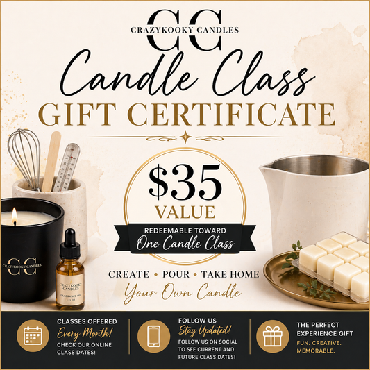 CANDLE CLASS GIFT CERTIFICATE - CrazyKooky Candles LLC