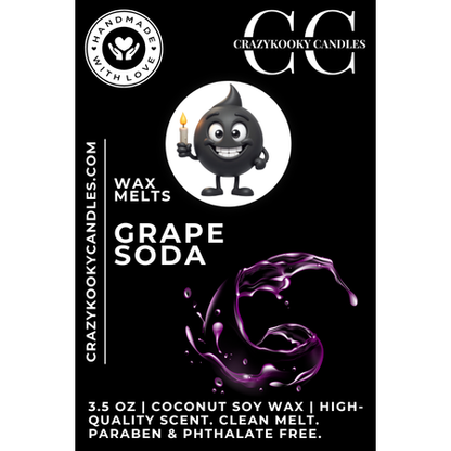 GRAPE SODA - Wax Melts, Scented Coconut Soy, 3.5oz - CrazyKooky Candles LLC