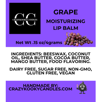 GRAPE, Lip Balm, 0.15oz - CrazyKooky Candles LLC