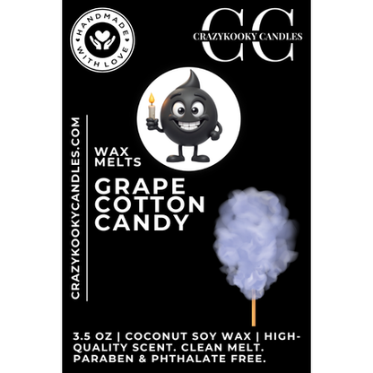 GRAPE COTTON CANDY - Wax Melts, Scented Coconut Soy, 3.5oz - CrazyKooky Candles LLC