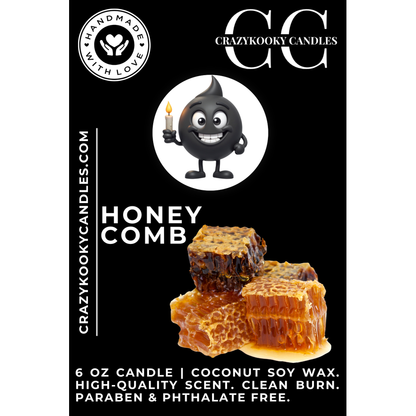 HONEY COMB - Funny Candle, Scented Coconut Soy Candle, 6oz - CrazyKooky Candles LLC