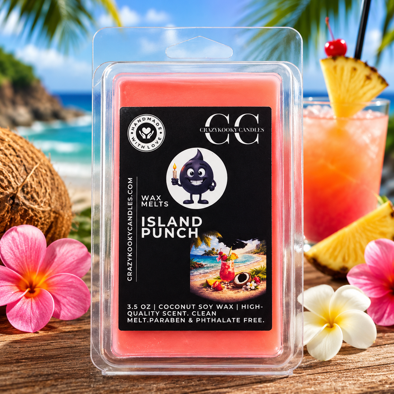 ISLAND PUNCH - Wax Melts, Scented Coconut Soy, 3.5oz