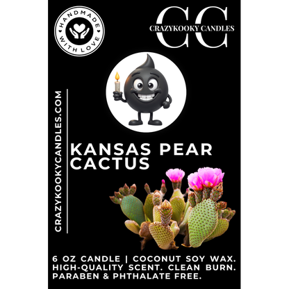 KANSAS PEAR CACTUS - Funny Candle, Scented Coconut Soy Candle, 6oz - CrazyKooky Candles LLC