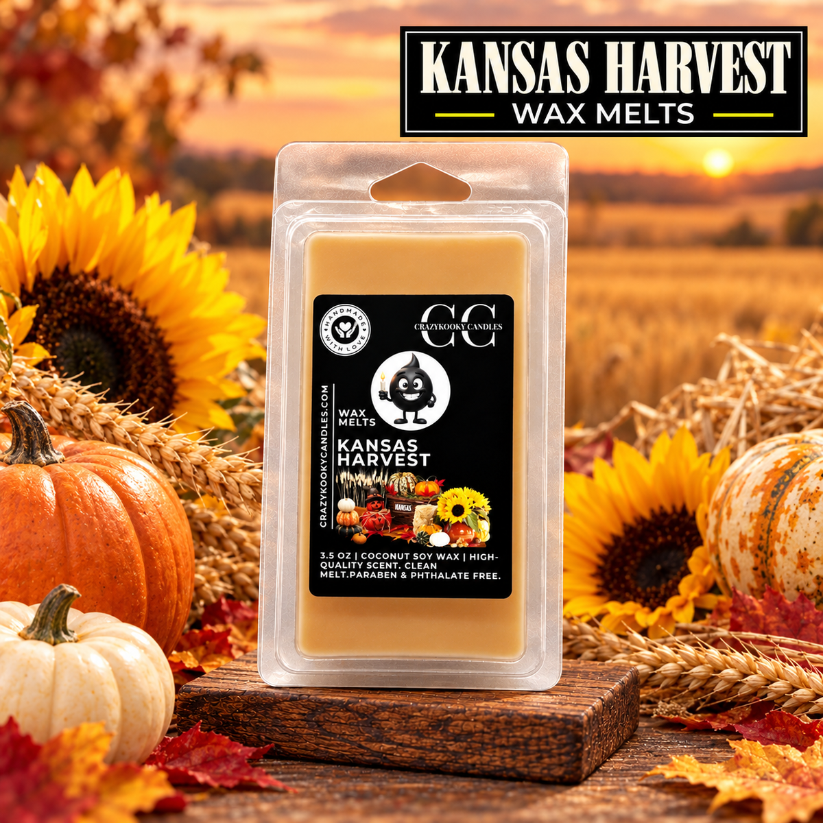 KANSAS HARVEST - Wax Melts, Scented Coconut Soy, 3.5oz