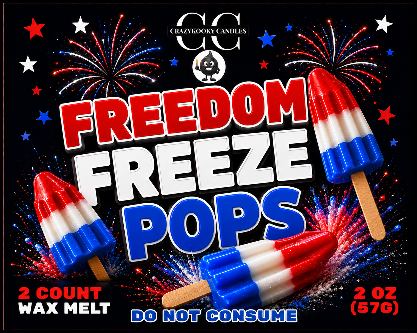 FREEDOM FREEZE POPS - Wax Melts, Scented Coconut Soy, 2oz