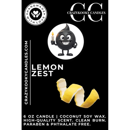 LEMON ZEST - Funny Candle, Scented Coconut Soy Candle, 6oz - CrazyKooky Candles LLC
