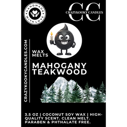 MAHOGANY TEAKWOOD - Wax Melts, Scented Coconut Soy, 3.5oz - CrazyKooky Candles LLC