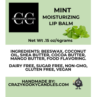 MINT, Lip Balm, 0.15oz - CrazyKooky Candles LLC