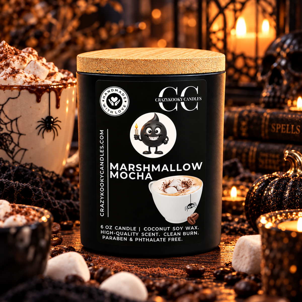 MARSHMALLOW MOCHA - Funny Scented Coconut Soy Candle, 6oz