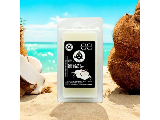 CREAMY COCONUT - Wax Melts, Scented Coconut Soy, 3.5oz - CrazyKooky Candles LLC