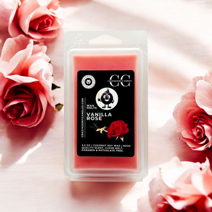 VANILLA ROSE - Wax Melts, Scented Coconut Soy, 3.5oz - CrazyKooky Candles LLC