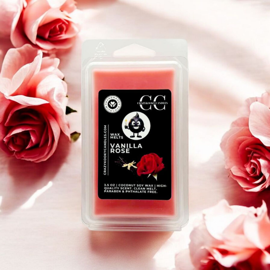 VANILLA ROSE - Wax Melts, Scented Coconut Soy, 3.5oz - CrazyKooky Candles LLC