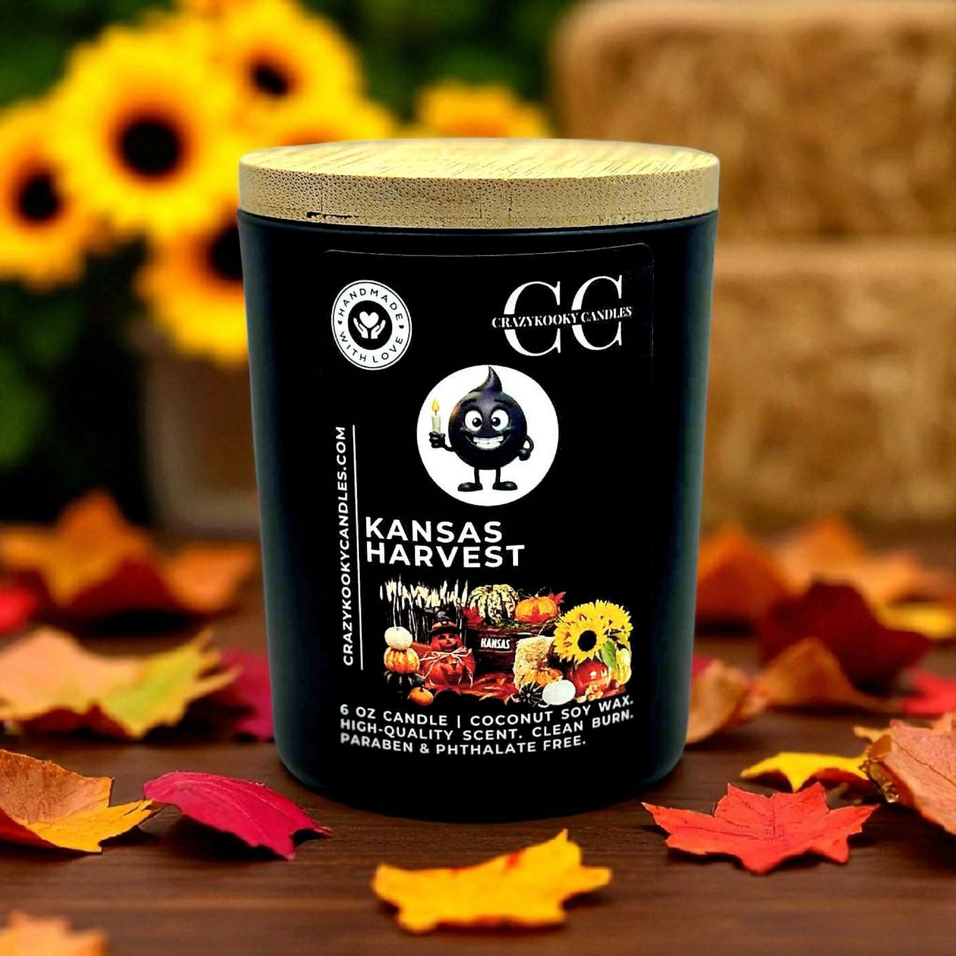 KANSAS HARVEST - Funny Candle, Scented Coconut Soy Candle, 6oz - CrazyKooky Candles LLC
