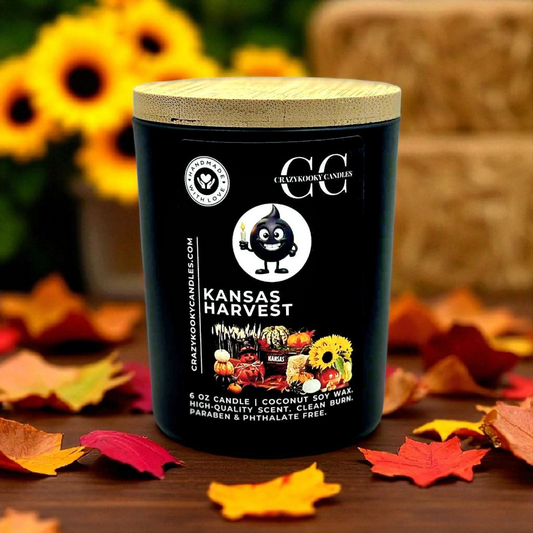 KANSAS HARVEST - Funny Candle, Scented Coconut Soy Candle, 6oz - CrazyKooky Candles LLC