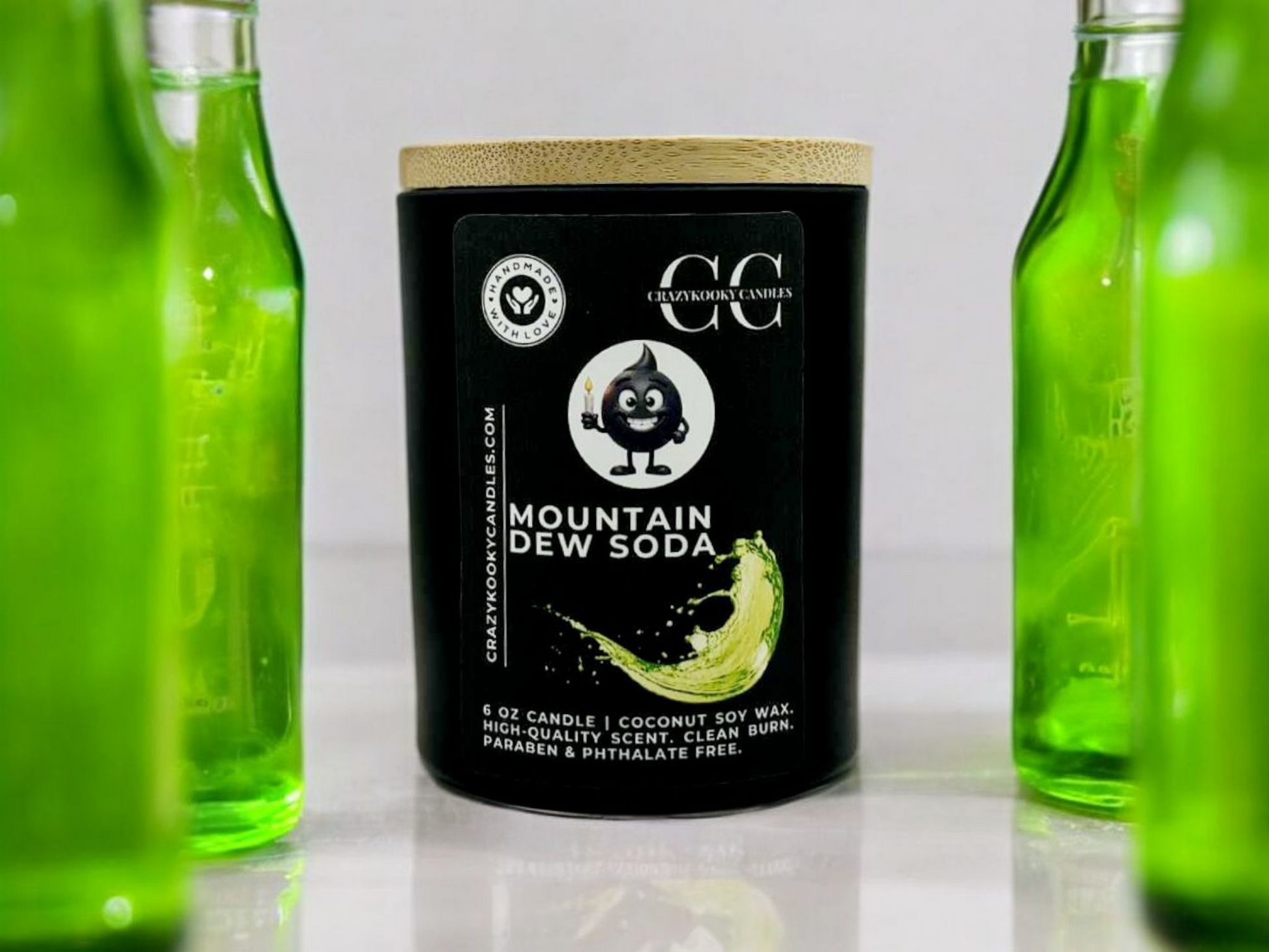 MOUNTAIN DEW SODA - Funny Candle, Scented Coconut Soy Candle, 6oz - CrazyKooky Candles LLC